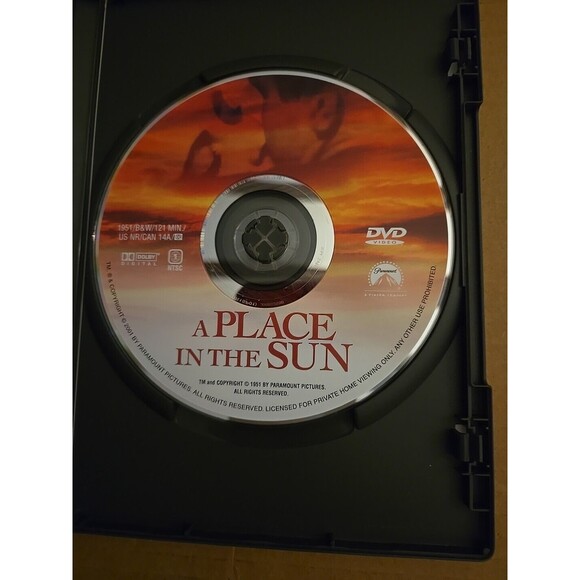 A Place in the Sun (DVD, 1951) Starring Elizabeth Taylor, Shelly Winters B&W - Picture 3 of 3